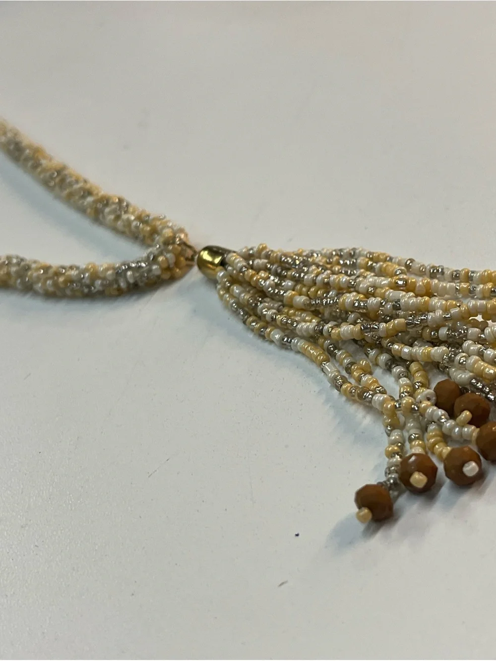 Bijoux Bar Gold Beaded Tassel Pendant Necklace